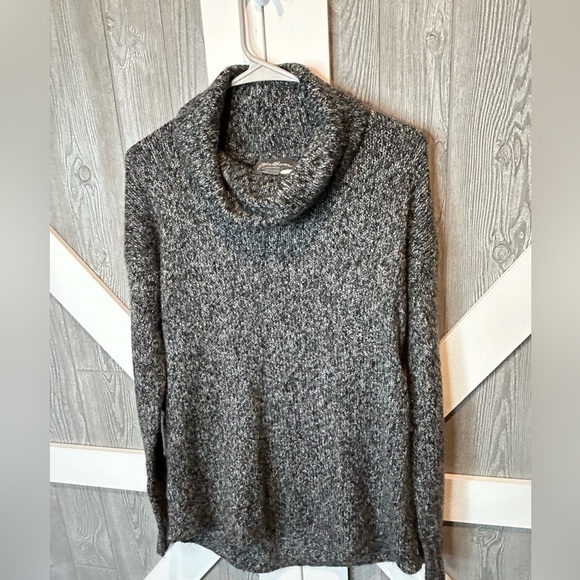 B13.03 Eddie Bauer Sleepwear Cowl Neck Sweater Dark Gray Tweed Loungewear - Picture 2 of 5